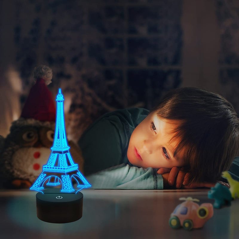 FULLOSUN Eiffel Tower Nightlight 3D Illusion Lamp Visual Bedroom Decoration LED Lamp with Remote Control 16 Color Changing Paris Fashion Style Acrylic Gifts for Birthday Xmas - Image 5